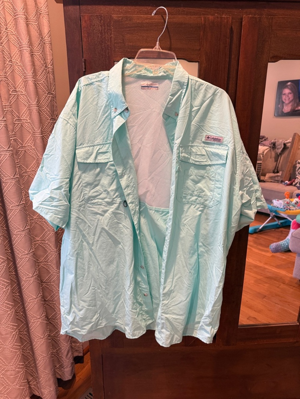 Columbia Men’s Light Aqua Short-Sleeve Performance Shirt